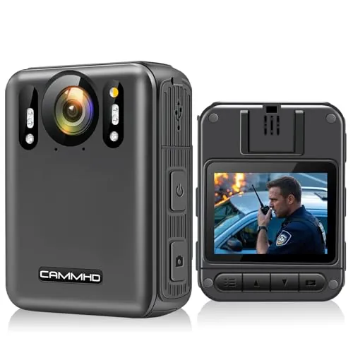 CAMMHD W8-128GB 4K Anti-Shake Body Cam 2 baterías 4000mAh con 10 horas de grabación de vídeo, cifrado de datos coche Ultra HD visión nocturna Bodycam cámara corporal con estación de carga para