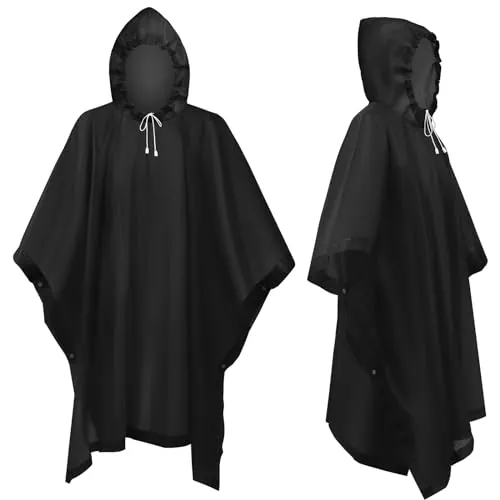 flintronic 2PCS Chubasqueros Impermeable, Poncho de Lluvia Reutilizable con Capucha, Ligero y Impermeable Poncho, para Viajes y Exteriores, para Hombre Mujer