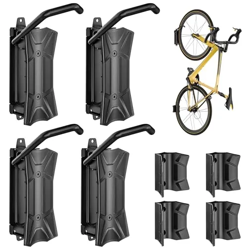 monTEK Soporte Vertical de Pared Giratorio para Bicicleta hasta 35kg, 4 Pcs