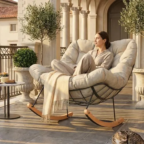 FLEXISPOT Silla Mecedora XL, 159 kg, Cojín y Reposacabezas, Balanceo Suave