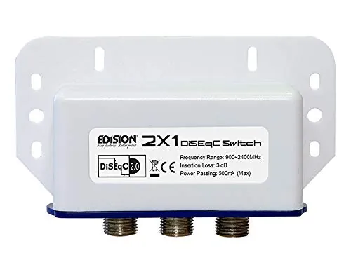 Edision DiseqC - Interruptor 2/1 con carcasa protectora para HDTV