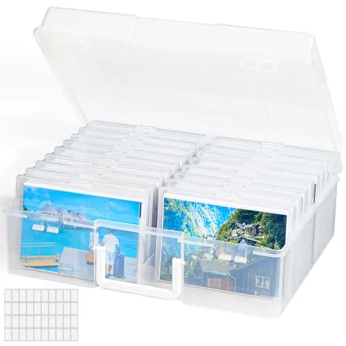 Lifewit Caja de Almacenamiento para Fotos de 10 x 15 cm, Maletín que Incluye 18 Cajas para Fotos, Estuches Transparentes, Organizador de Plástico para Semillas, Tarjetas, Manualidades, 1 Unidad
