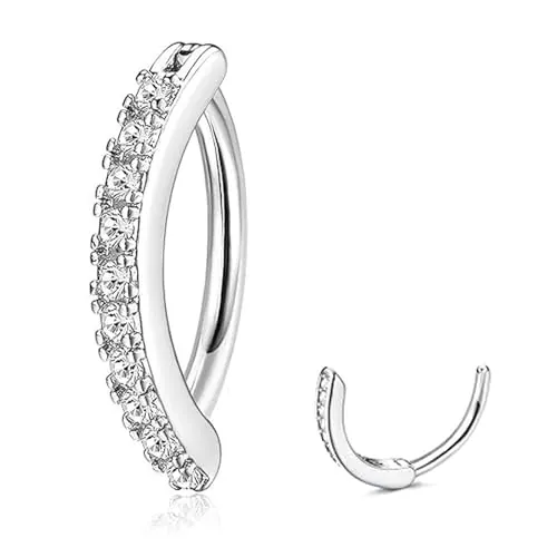 ZHITENG 14G Piercing Ombligo Aro, Clicker Piercing para el Ombligo de Titanio Hipoalergénicos Pirsin Anillos con Circonita Cúbica, Joyería Cuerpo para Mujeres y Niñas (Plata)