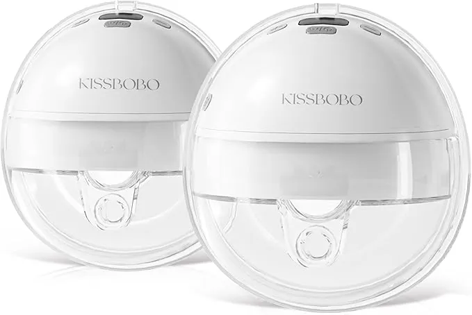 KISSBOBO K6 Sacaleches Electricos Doble,320mmHg Fuerte Succión,4 Modos 19 Niveles Extractor de Leche Materna,con Función Memoria,para Lactancia Cómoda y Eficiente,Portátil y Sin Manos(Blanco 2 Piezas)
