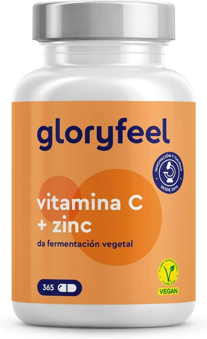 Vitamina C + Zinc - 365 cápsulas de vitamina C de alta resistencia, 1000 mg + 20 mg de zinc, fermentadas y tamponadas (pH neutro, sin ácidos, suaves para el estómago) - Suplementos fabricados en Alemania