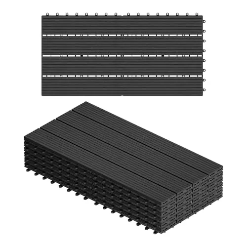 WOLTU 6 x Suelo de WPC Baldosas de Madera Exterior, Antracita