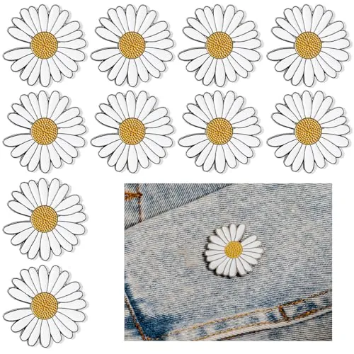 pekifaves 10 Piezas broches de margaritas para ropa, broches de flores margaritas, Flor Broche Pin, Alfiler Esmalte, Broche De Aleación, para camisas, bufandas, vestidos, bolsos