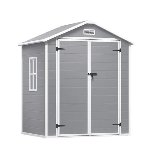Xbro Caseta Jardín Exterior, 173x125x210cm, Caseta Jardin Exterior Resina, Suelo, Sistema de Ventilación y Ventanas, Exterior y Patio, Gris