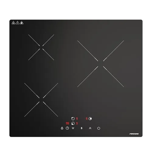 FIREGAS Placa de Inducción 3 Zonas 7400W Integrable, Control Táctil, Función Booster, Temporizador, Seguridad Infantil, Conexión Eléctrica Fija