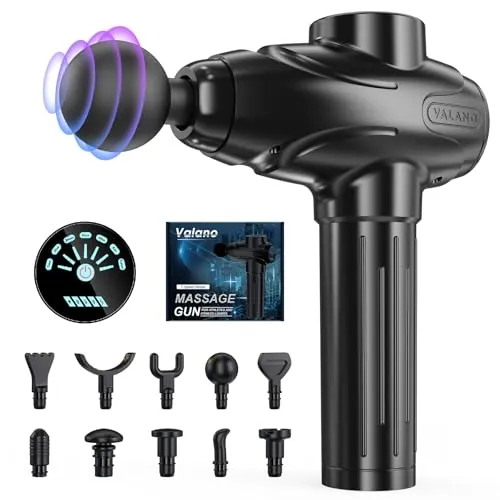Pistola de Masaje Muscular Profesional, Masajeador Cervical y Espalda de 7 Velocidades con Pantalla LCD, Pistola Masaje Massage Gun con 10 Cabezales para Alivio Profundo de Músculos