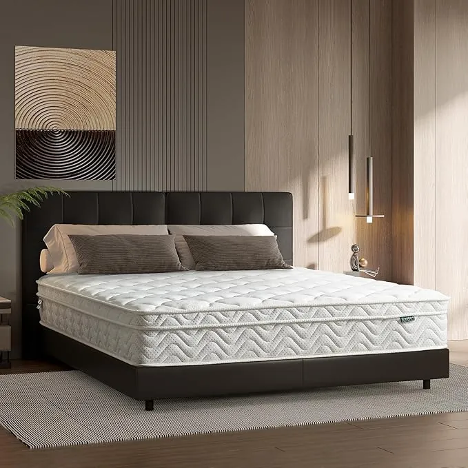 Z-hom colchon 140x200 Híbrido de muelles ensacados de 7 Zonas, con Espuma, Altura de 26 cm, Firmeza Media, Tratamiento antiácaros y antibacterias (Blanco)