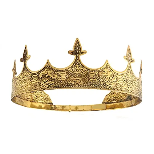 Crown Hair Jewelry Royal King Diadem - Tiaras grandes de metal para disfraz de Halloween, M, aleación, No es una piedra preciosa