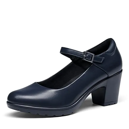 DREAM PAIRS Zapatos Tacón Alto Mujer,Navy Blue,39