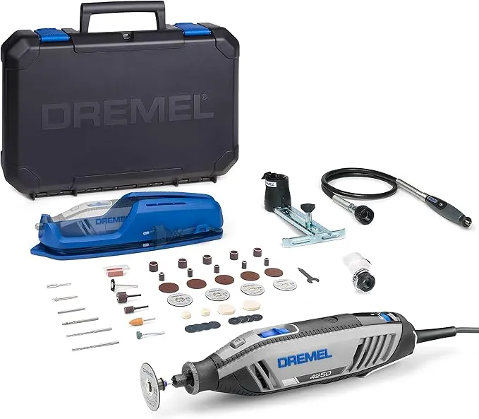 Dremel 4250 Herramienta rotativa de 175 W, kit de multiherramienta con 3 complementos y 45 accesorios, motor de 175 W con retroalimentación electrónica, velocidad variable de 5000-35 000 rpm