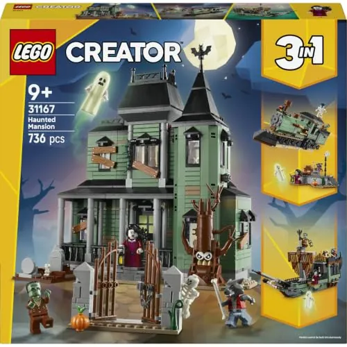 LEGO Creator 3 en 1 Mansión Encantada 31167 | Juguetes para niños de 9+ años, maqueta de casa transformable en barco fantasma o tren, regalo de cumpleaños, 736 piezas