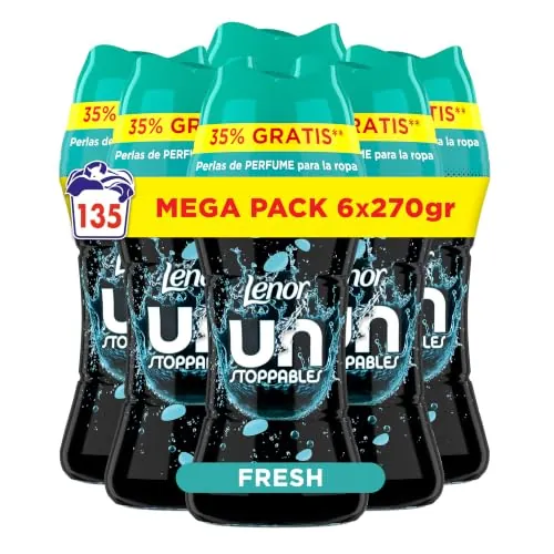 Lenor UNstoppables Perlas de Perfume para la Ropa, 133 Lavados (6 x 270g), Suavizante con Fragancia Fresca, Potenciador de Frescor