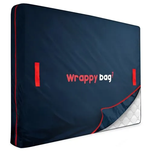 Wrappybag Funda Protectora para Colchones en Poliéster Oxford con 4 Asas – Resistente Funda de Colchón para Mudanza, Almacenamiento y Transporte – 160 x 200 cm
