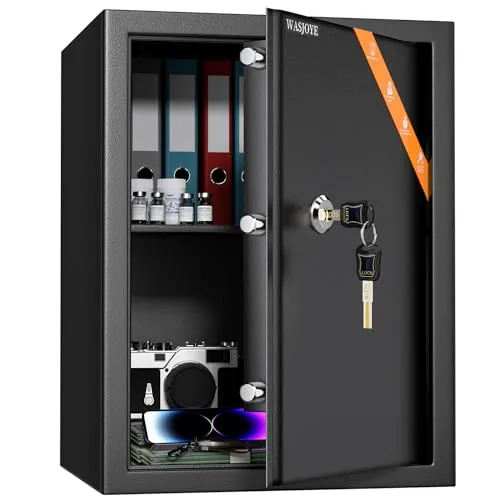 WASJOYE 49L Caja Fuerte con Llaves, Caja de Seguridad (45 * 35 * 31cm)