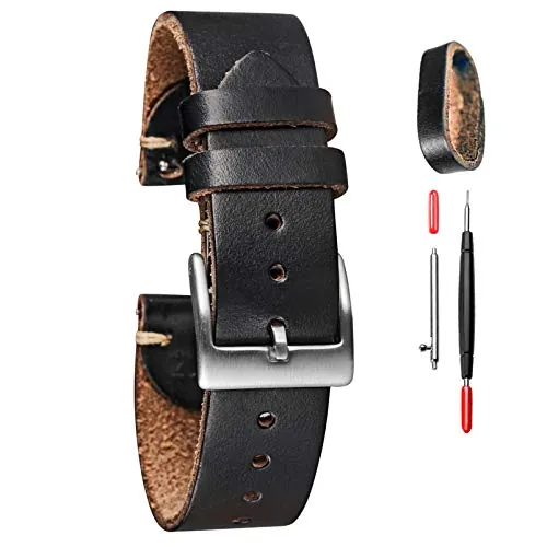 Correas de reloj de cuero, correa de reloj de cuero de Horween para hombres y mujeres, 18mm,20mm,22mm, correa de reloj de liberación rápida hecha a mano de reemplazo suave de la vendimia