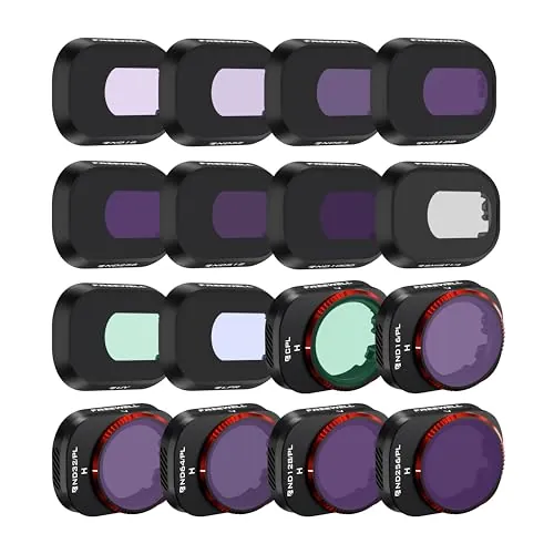 Freewell Paquete de 16 filtros Mega compatibles con Mini 4 Pro | ND, ND/PL, CPL, UV, niebla de nieve 1/4, filtros de contaminación lumínica