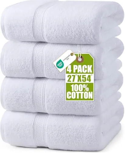 Utopia Towels - Conjunto de Toallas de baño (Paquete de 4, 69 x 137 cm) Toallas de algodón 100% Ring-Spun (Blanco)