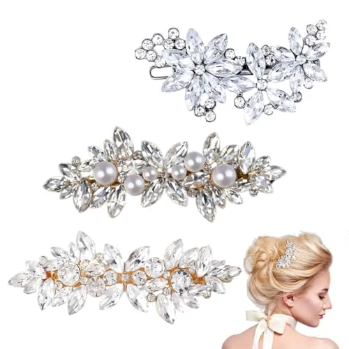 JEYORZY 3 Piezas Nupcial Tocado,Tocados de Novia,Novia Cristal Boda Pelo Vid Cristal Accesorios,FáCil de Usar Accesorios,para el Cabello para Mujeres y NiñAs, para Bodas y Fiestas