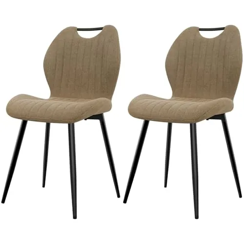 JIJIAN Pack de 2 Sillas de Comedor de Chenilla, Marrón