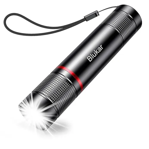 Blukar Linterna LED Recargable, 2000L Superbrillante Portátil Linterna | 4 Modos, Linterna de Aluminio, Enfoque Ajustable - Ultra Portátil Flashlight Led para Ciclismo, Camping, Montañismo etc.