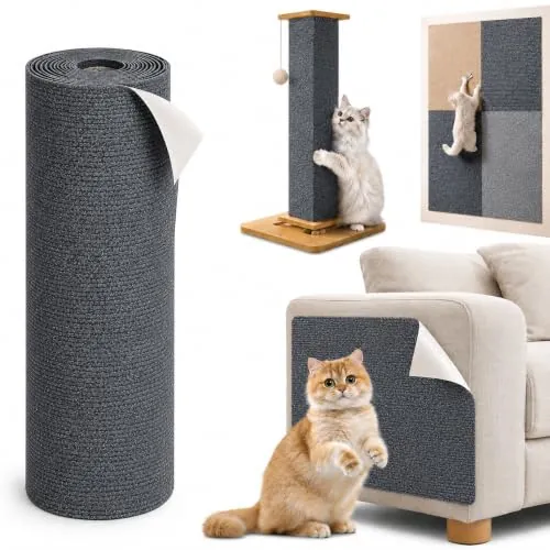 Protector Sofa Gatos Arañazo, Tapete Rascador para Gatos Autoadhesivo, Ideal para Sofás, Muebles y Paredes, Reutilizable, Fácil de Instalar y Recortable para Postes Rascadores