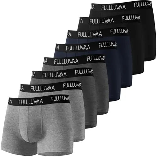 Fullluwaa Calzoncillos Hombre (Pack de 8), Algodón Elástico, Diseño Duradero, Suaves, Transpirables y Sin Etiquetas, Costuras Simplificadas