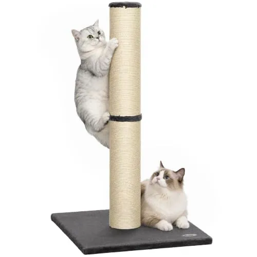 PawHut Poste Rascador para Gatos Altura 80 cm Base Estable Gris Oscuro | Rascador para Gatos Interior, Ligero, Cuerda de Sisal Natural