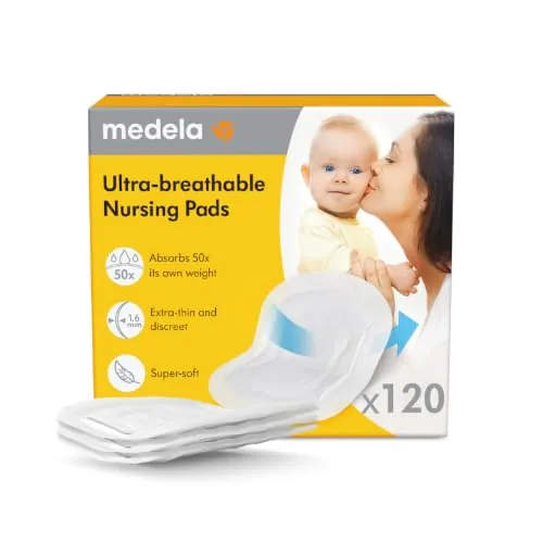 Medela discos absorbentes respirables para la lactancia, diseño discreto para un uso cómodo, paquete de 120, Exclusivo en Amazon