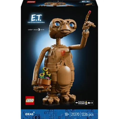 LEGO Ideas E.T. The Extra-Terrestrial 21370 | Set para adultos, flor con maceta y ladrillo con luz, figura articulada de extraterrestre, regalo de cumpleaños, 1226 piezas