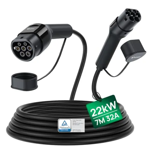 GONEO Cable de Carga Tipo 2 22kW 7 Metros, 32A Mode 3 Trifásico