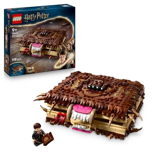 LEGO Harry Potter Monstruoso Libro de los Monstruos Mordedor con Función de Carga Manual para Abrir y Cerrar la Boca - Minifigura de Neville Longbottom - Regalo para Niñas y Niños de 9+ Años 76449