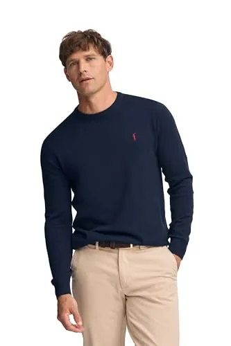 Polo Club Jersey Básico Azul con Cuello Redondo Hombre - Suéter 100% Algodón con Logo Bordado
