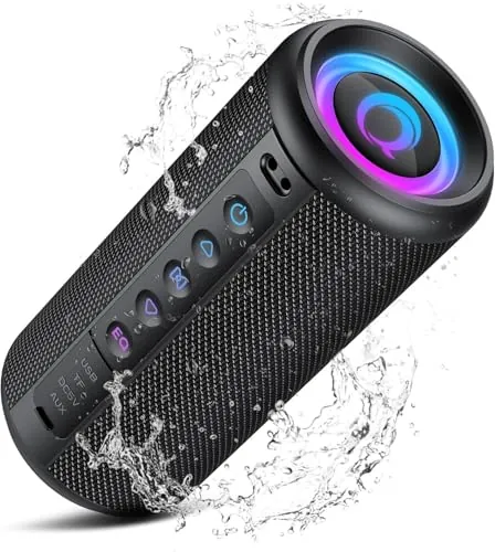 Altavoz Portátil 2026, Altavoz Bluetooth Potente con Bajos Mejorados, Hasta 20H de Reproducción, Altavoces Bluetooth 5.4 con Emparejamiento TWS, 7 Modos RGB, Ideal para Exterior, Fiestas y Viajes