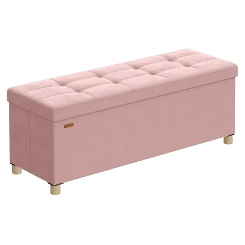 SONGMICS Puff Almacenaje, Banco Plegable, 110 x 38 x 40 cm, 112 L