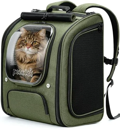 Pecute Mochila Gato,Mochila Burbuja de Gran para Perro,Ergonómica,XXL,Verde