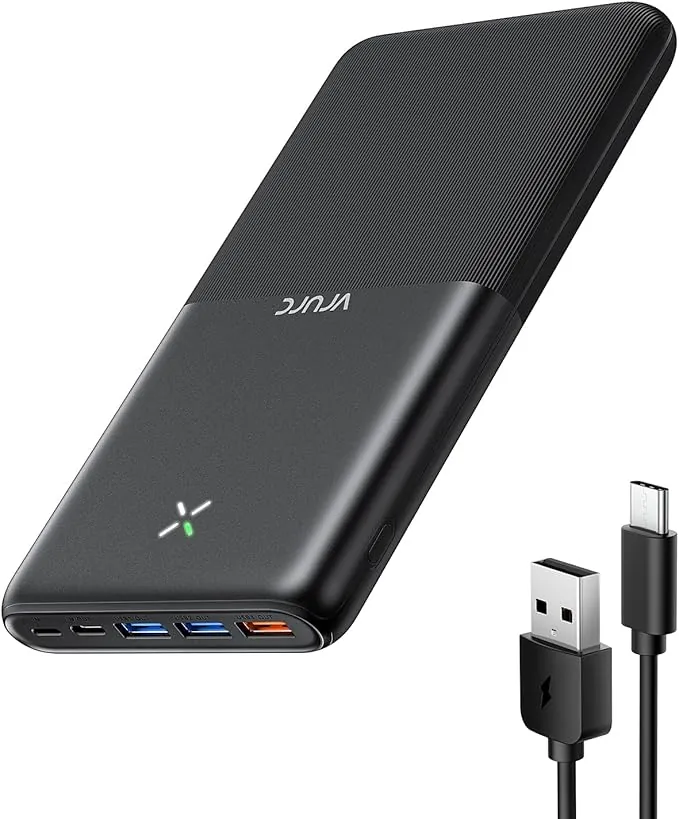 VRURC Power Bank, 30000 mAh 22,5W Bateria Externa Carga Rapida, USB C In & Out Cargador Portatil con 3 Entrada & 4 Salida, Powerbank Fast Chagring Compatible con iPhone 17 16 15 14 Pro Max/iPad/Xiaomi