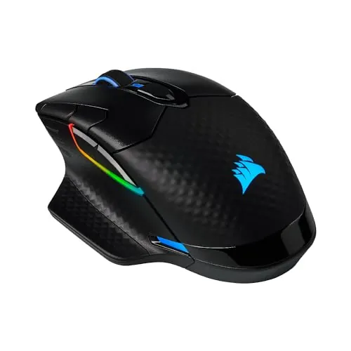 Corsair Dark Core RGB PRO, Ratón para Juegos Inalámbrico/Cable, Sensor Óptico de 18.000 PPP, Tiempo de Respuesta Rápido, Ocho Botones Programables, Retroiluminación Dinámica Multicolor, Negro
