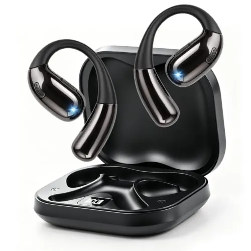 Psadhi Open Ear Clip Wireless Earbuds Kopfhörer, Bluetooth 6.1, Open Ear Design für Laufen Fitness, IPX6 Wasserdicht, eingebautes Mikrofon Touch Control Bedienen Ohrhaken/Laufen/Workout/Fit Radfahren