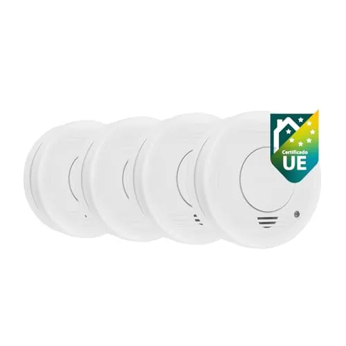 Smartwares Detector de Humo, Sensor 10 Años, Pila Sustituible, Pack de 4