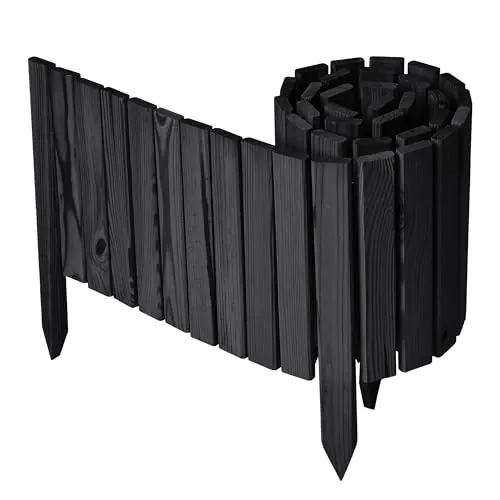 Garronda Borde de césped de Madera, Borde de Parterre impregnado, 200 cm x 30 cm, bordura Flexible Enrollable, Valla para jardín GD-0149 (Grafito,Altura: 30 cm)
