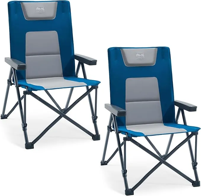 TIMBER RIDGE Silla de camping plegable de 260 kg, respaldo alto ajustable en 4 posiciones silla plegable acolchada, respaldo alto con bolsa de transporte silla de camping para jardín, balcón, caravana