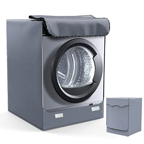LEESITEC Funda para Lavadora de exterior impermeable Cubierta para Lavadora y secadora Cubierta interior antipolvo y antimanchas con aberturas frontales Gris XL 60 x 64 x 85cm