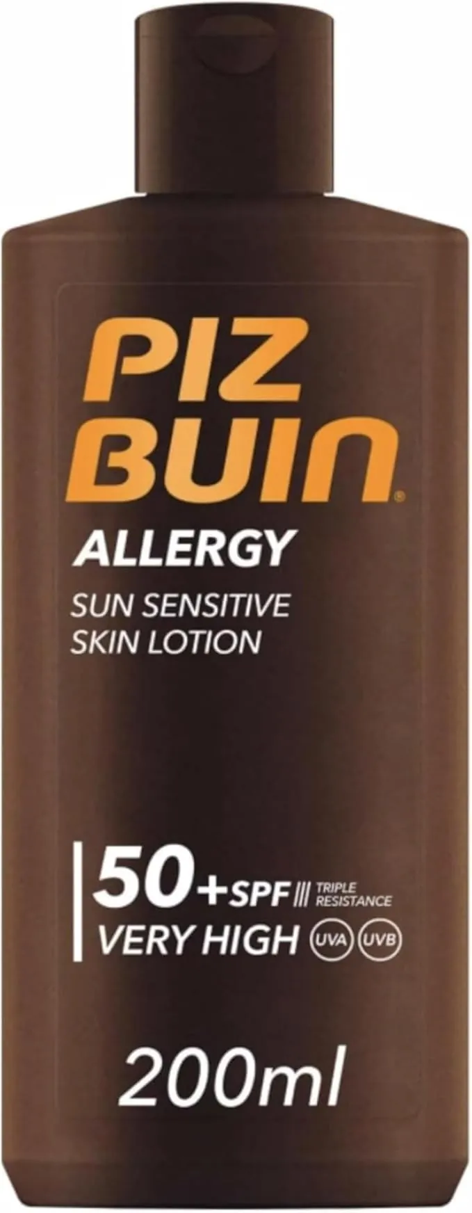 PIZ BUIN Allergy Sun Sensitive Skin Lotion FPS 50 (200 ml), protector solar corporal con FP50, protección solar muy alta para pieles sensibles, loción corporal con filtros UVA/UVB