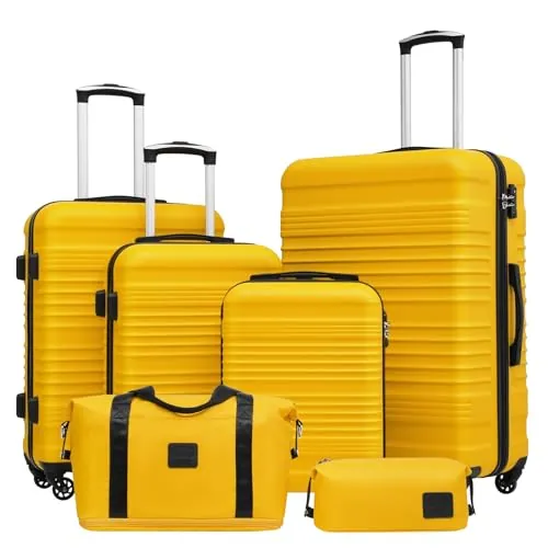 COOLIFE Juego Maletas 6 Piezas 16''20''24''28'',268L ABS+PC, Cerradura TSA
