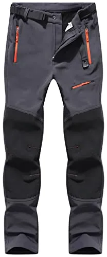DAFENP Pantalones Trekking Esqui Trabajo Hombre Impermeables Polar Forrado | Pantalones Montaña Senderismo Snowboard Neve Softshell Termicos Invierno Aire Libre (F Gris,M)