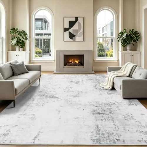 Homcomodar Alfombra Salon Gris 160x230cm Antideslizante Alfombras Lavables en Lavadora Alfombra Habitacion Dormitorio Comedor Modernas Tapete Quarto Pelo Corto